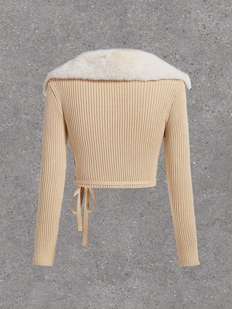 Women's Turn-down Collar Chenille Ribbed Knitted Sweater