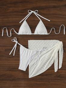 SHEIN Swim Ensemble de bikini unicolore pour femmes, été plage