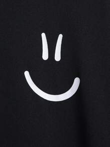SHEIN Teenage Boys' 2pcs Face Print Round Neck T-shirts
