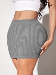 SHEIN SXY Falda Lápiz Ajustada Con Suéter De Punto Para Mujer