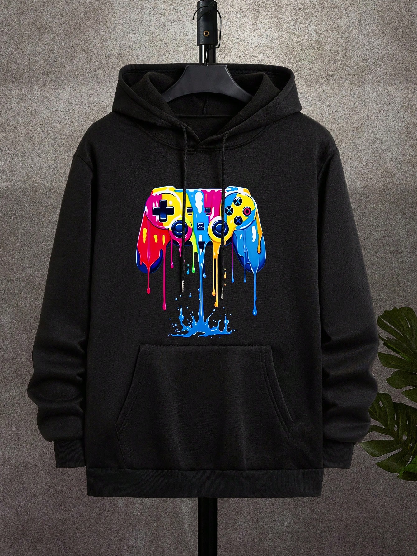 Manfinity Dauomo Men's Hooded Drawstring Sweatshirt With Video Game Controller Graphic