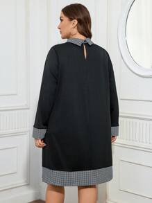 EMERY ROSE Kích thước lớn Của phụ nữ Họa tiết Nanh sói Vá lại Đầm - màu đen - Xem 2