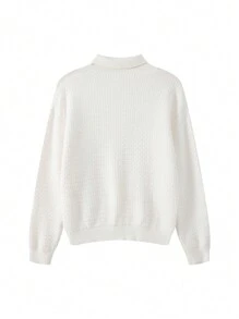 男童純色落肩毛衣 - 白色 - 查看 2