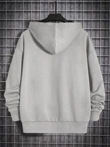 RueChic Men's Hooded Sweatshirt With Letter Prints - Light Grey - View 2