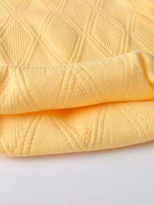 SHEIN 十幾歲女孩純色高領休閒毛衣 - 黃色 - 查看 6