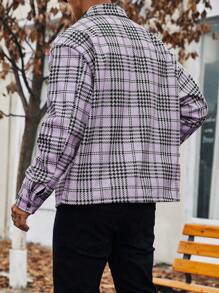 Manfinity Homme Men's Plus Size Plaid Woolen Overcoat