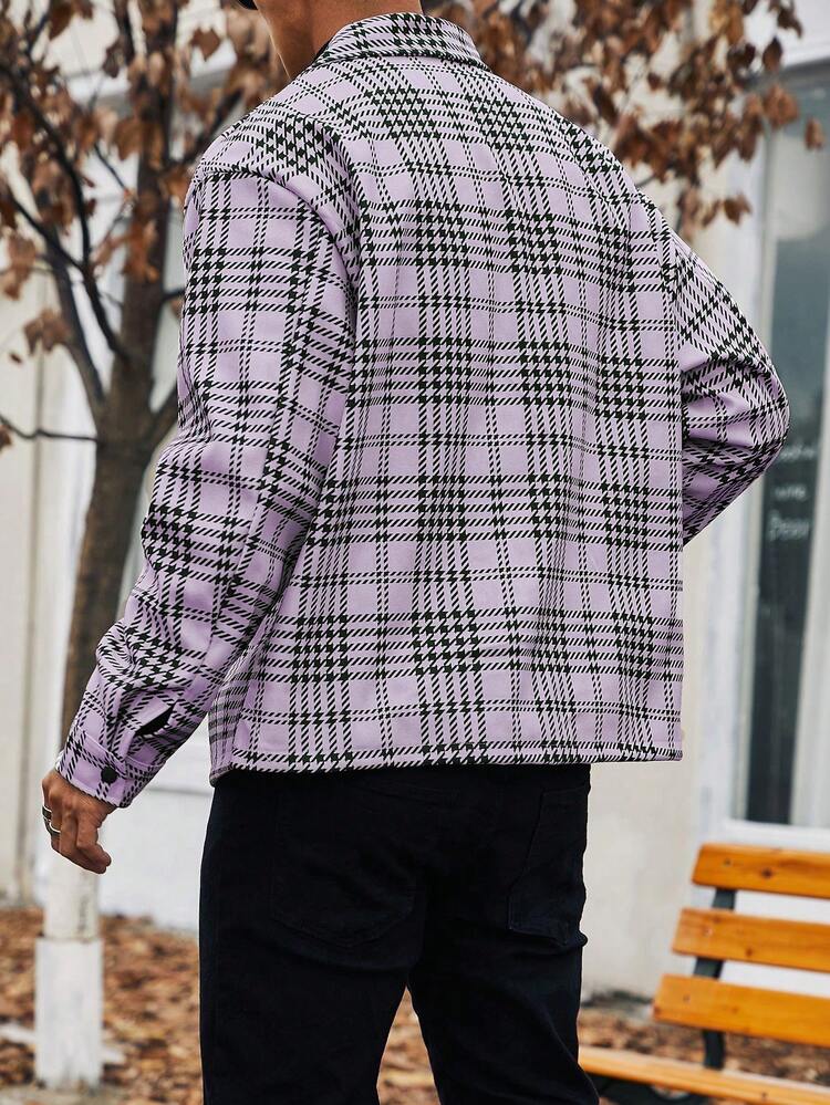 Men's Plus Size Plaid Woolen Overcoat