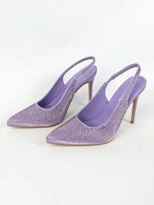 女性時尚水鑽裝飾的高跟鞋 - 紫色 - 查看 7