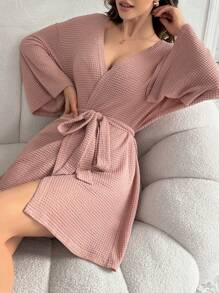 女士系带浴袍家居服，舒适保暖，秋冬款