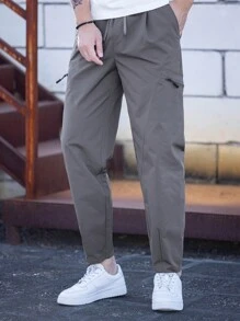 Manfinity Hypemode 男士純色休閒褲 - 灰色 - 查看 1