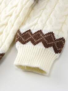 幼兒男童幾何圖案圓領毛衣 - 白色 - 查看 5