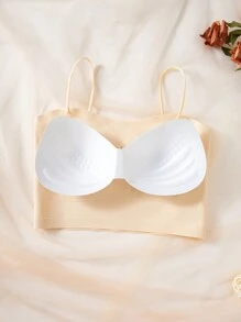 SHEIN Women's Casual Comfy Knitted Plain Bralette With Slight Stretch Multicolor - Multicolor - View 4