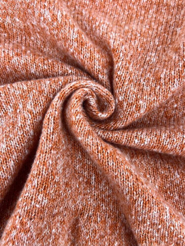 Women's Contrast Color Trim Ruffled Long Sleeve Knit Pullover Fall Winter Sweater