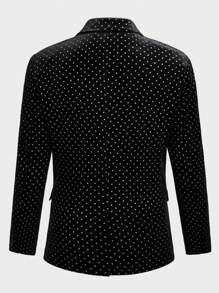 Manfinity VCAY Men's Black Velvet Blazer With Polka Dots - Multicolor - View 3