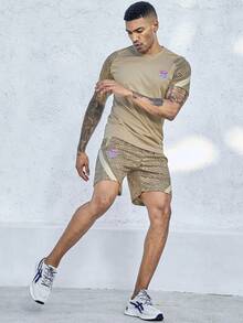 SHEIN Riding 男士字母印花拉幾袖籃球運動套裝球衣 - 彩色 - 查看 3