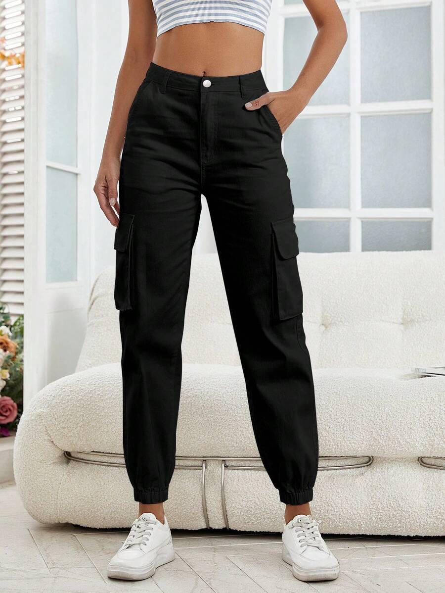 EMERY ROSE 直筒工裝牛仔褲,帶斜口袋