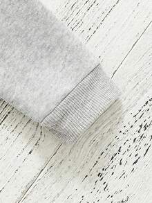 SHEIN Toddler Girls' 3pcs/Set Letter Printed Hoodie, Black Tank Top, Patched Detail Skirt Outfits - Grey - View 7