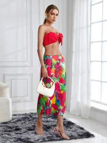 SHEIN Privé 女性的扎染分擔邊裙子 - 彩色 - 查看 6