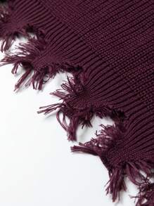 Manfinity Roughcore Men's Slogan Printed Drop Shoulder Long Sleeve Distressed Sweater - Burgundy - View 6