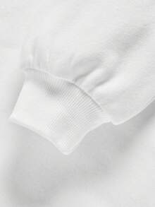 SHEIN Tween Girls' Cartoon And Slogan Printed Round Neck Sweatshirt - White - View 3