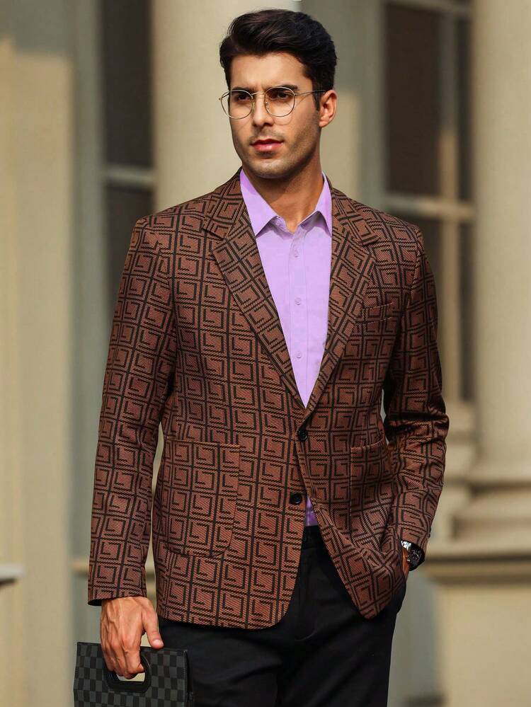 Men's Slim Fit All Over Print Suit Jacket