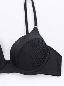 SHEIN Swim Bộ bikini hai mảnh màu trơn dành cho nữ đi biển mùa hè Carnival - màu đen - Xem 5