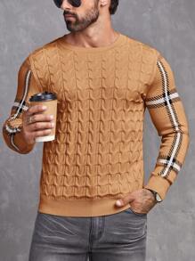 GENTILAND Men's Long Sleeve Round Neck Pullover Sweater - Brown - View 1