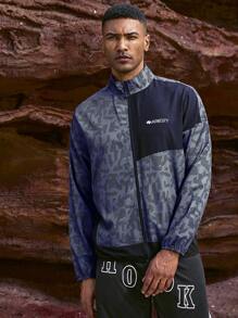 Manfinity Sport Corelite Áo khoác nam in chữ màu khối màu phong cách bạn trai có khóa kéo dùng cho áo tập luyện thể thao - Nhiều màu - Xem 4