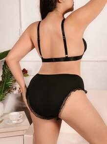 Women's Plus Size Cut Out Bra & Panty Lingerie Set - Black - View 2