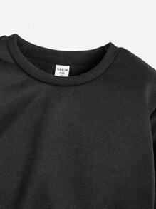 Toddler Girls' Casual Round Neck Pullover Sweater 2pcs/Set Suitable For Autumn And Winter - Black - View 4