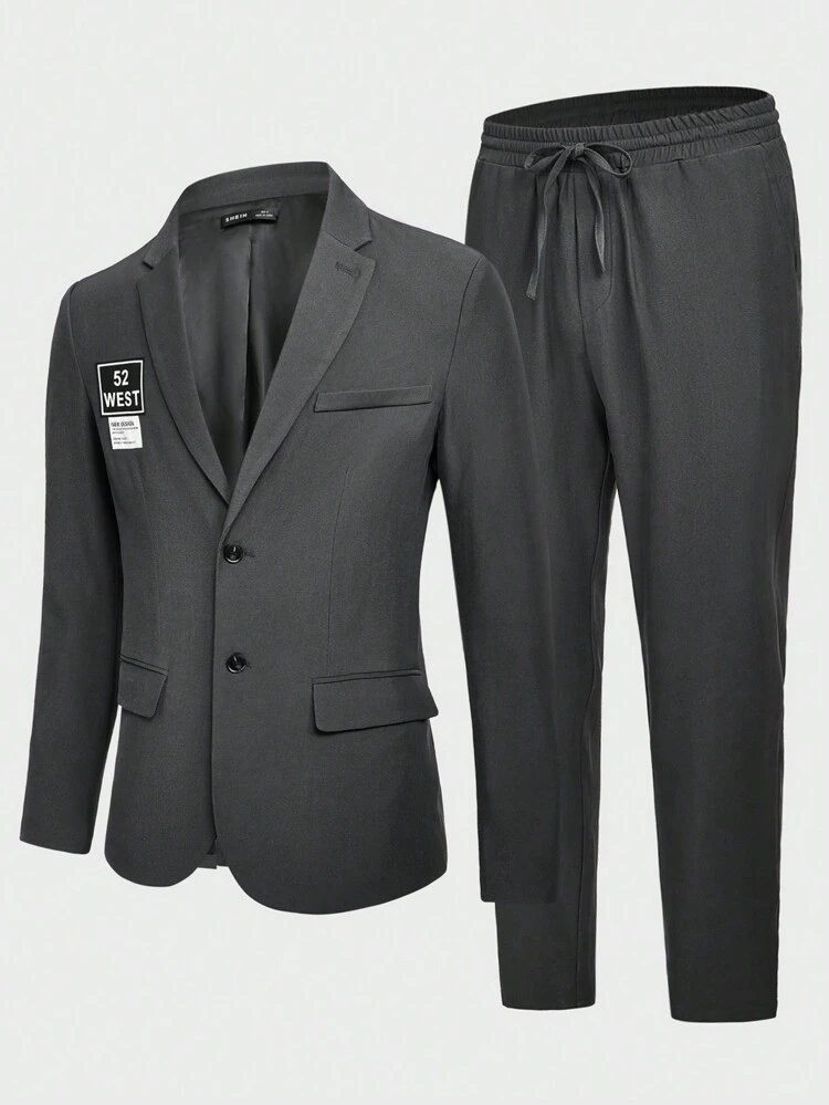 Men's Woven Suit Jacket And Pants Set