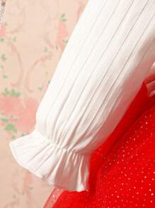 Dziecko Dziewczyny w pepitkę Siatka Warstwowe Sukienki Z Migotać