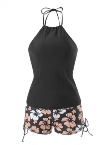 Swim Lushoire Summer Beach Women's Floral Print Vest Cami Bikini