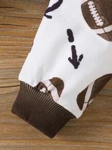 男嬰時尚休閒橄欖球印花衛衣褲套裝春秋款 - 棕色 - 查看 5