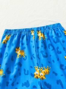 Boys' Fun Tiger Print Comfortable Pajama Set - Blue - View 4