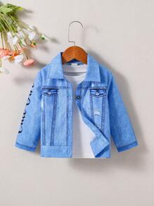 Baby Girls' Denim Effect Jacket - Baby Blue - View 1