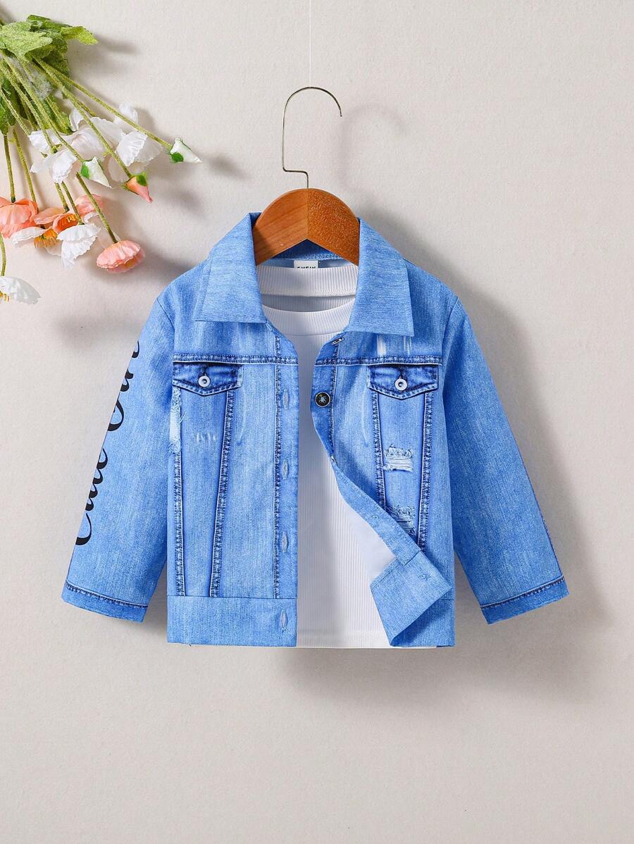 Baby Girls' Denim Effect Jacket - Baby Blue - View 1