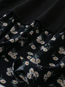 SHEIN LUNE 女款大尺碼花卉印花 T 卹 - 黑色 - 查看 5