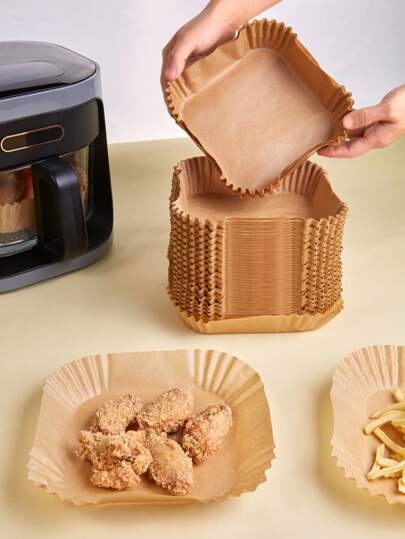 SHEIN Basic living 調理シート 50枚セット 蒸し料理 お菓子作り エアーフライヤー用 パーチメント 8インチ