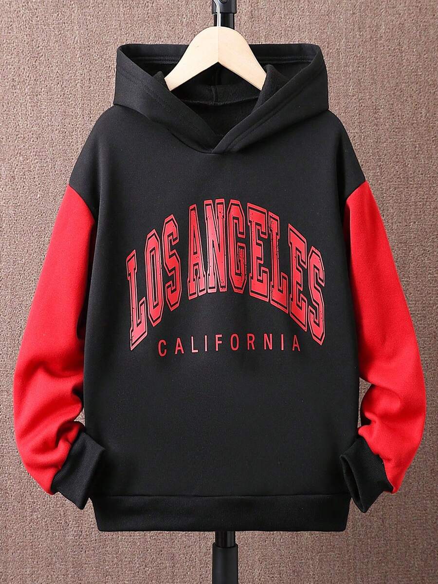 SHEIN 少女撞色字母印花卫衣 - 彩色 - 查看 1