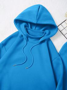 INAWLY 下肩設計,束口連帽衛衣和褲子套裝