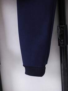 SHEIN Bé trai Vá lại Lá thư Đính đá Bộ - Màu xanh hải quân - Xem 7