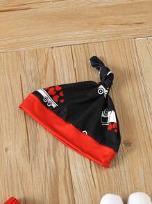 Baby Boy Cartoon And Text Print Bodysuit And Pants Set - Black and White - View 7