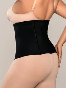 Plus Size Hook And Eye Waist Cincher - Black - View 4