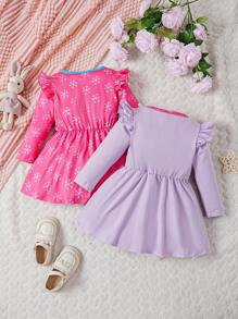 Vestido Estampado Lindo Del Bebé Del Modelo Del Perro 2piezas/set