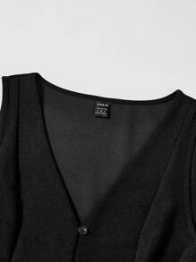 SHEIN MOD Solid Color Cross Tie Strap Black Side Strap Crop Tank Top For Summer - Black - View 4