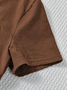 Meisjes In de mode Sportief brei Ronde hals Korte mouwen Tops En Cami Vest , 2 st./set