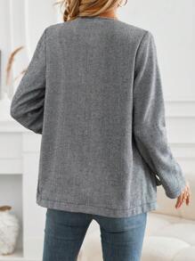 SHEIN LUNE Abrigo de mujer con detalles de botones y estampado de pata de gallo