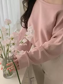 DAZY 女士纯色不对称肩部T恤长袖女式上衣露肩上衣