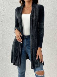 SHEIN LUNE Của phụ nữ Sọc Tay áo dài Áo len Mở - Nhiều màu - Xem 3